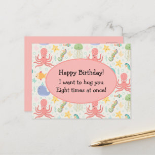 Onder het Zee Octopus Zee Horse Whale Starfish Briefkaart