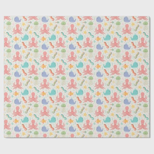 Onder het Zee Octopus Zee Horse Whale Starfish Cadeaupapier (Vlak)