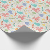 Onder het Zee Octopus Zee Horse Whale Starfish Cadeaupapier (Hoek)