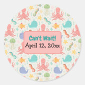 Onder het Zee Octopus Zee Horse Whale Starfish Ronde Sticker (Voorkant)