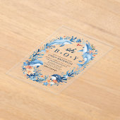 Onder het Zee Oh Boy Blue Baby shower Acryl Uitnodigingen (Laagn)