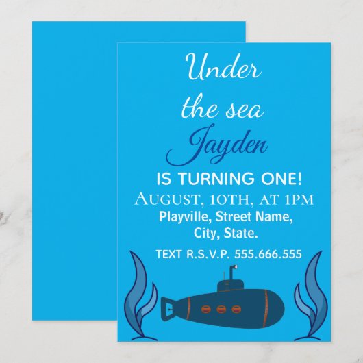 Onder het Zee. Onderzeeër. Kaart (Voorkant / Achterkant)