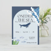 Onder het Zee One Year Old Birthday Invitation Kaart (Staand voorkant)