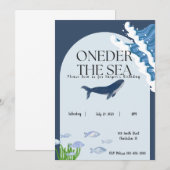 Onder het Zee One Year Old Birthday Invitation Kaart (Voorkant / Achterkant)