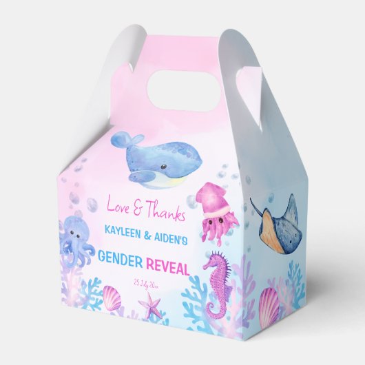 Onder het zee onthullen het geslacht roze blauw bedankdoosjes (Voorkant Zijde)