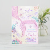 Onder het Zee onze kleine zeemeermin verjaardag Kaart (Staand voorkant)