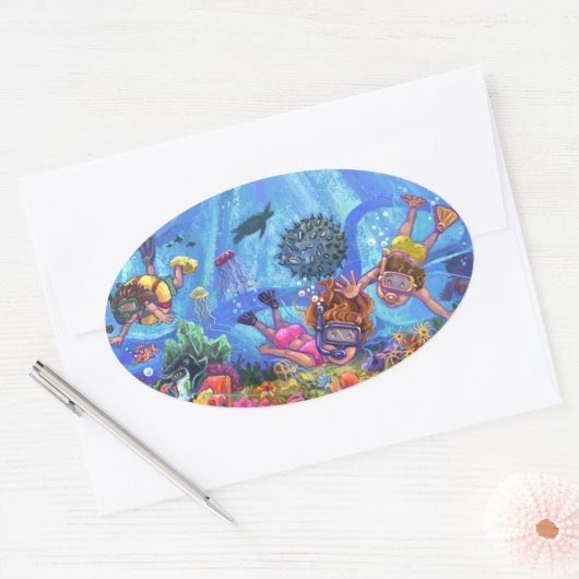 Onder het Zee Ovale Sticker (Envelop)