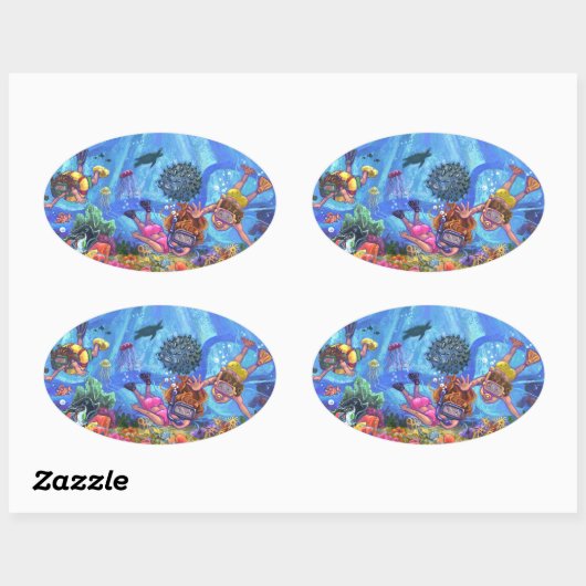 Onder het Zee Ovale Sticker (Vel)