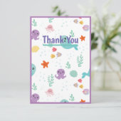 Onder het Zee Paarse Baby showers vissen Bedankkaart (Staand voorkant)