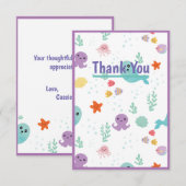 Onder het Zee Paarse Baby showers vissen Bedankkaart (Voorkant / Achterkant)