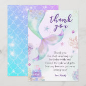 Onder het Zee Paarse Blauwgroen kleine zeemeermin Bedankkaart (Voorkant / Achterkant)