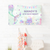 Onder het Zee Paarse Blauwgroen Kleine Zeemeermin Spandoek (Insitu)