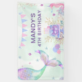 Onder het Zee Paarse Blauwgroen Kleine Zeemeermin Spandoek (Verticaal)