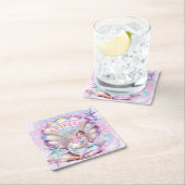 Onder het Zee Paarse & Blauwgroen Zeemeermin Birth Kartonnen Onderzetters (Insitu)