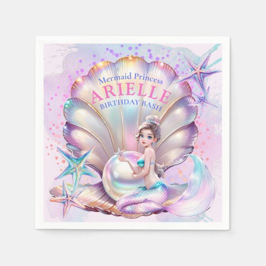 Onder het Zee Paarse & Blauwgroen Zeemeermin Birth Servet (Voorkant)