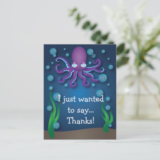 Onder het Zee Paarse Octopus Dank U Briefkaart (Staand voorkant)