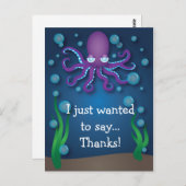 Onder het Zee Paarse Octopus Dank U Briefkaart (Voorkant / Achterkant)