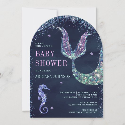 Onder het Zee Paarse Zeemeermin Arch Navy Baby sho Kaart (Voorkant)