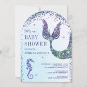 Onder het Zee Paarse Zeemeermin Boog Baby shower Kaart (Voorkant)