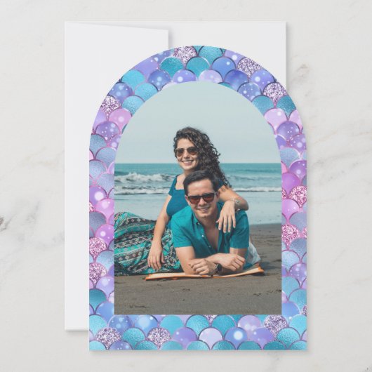 Onder het Zee Paarse Zeemeermin Navy Vrijgezellenf Kaart (Achterkant)