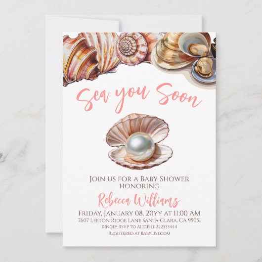 Onder het Zee parel je al snel Baby shower Kaart (Voorkant)