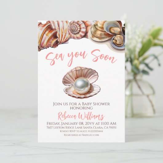 Onder het Zee parel je al snel Baby shower Kaart (Staand voorkant)