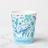 Onder het Zee Partij Waterverf Whale, Seahorse, Papieren Bekers (Voorkant)