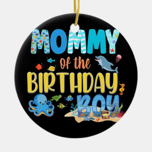 Onder het Zee Party Birthday Fish Aquarium Keramisch Ornament (Voorkant)