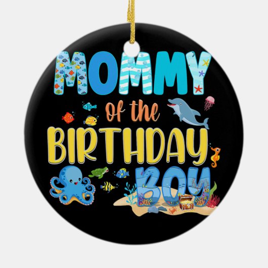 Onder het Zee Party Birthday Fish Aquarium Keramisch Ornament (Achterkant)