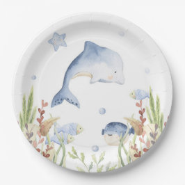 Onder het Zee Party Decor, Dolfijn Verjaardag Papieren Bordje