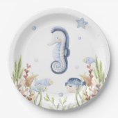 Onder het Zee party decor, Ocean Animals Papieren Bordje (Voorkant)