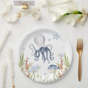 Onder het Zee Party Decor, Octopus Birthday Papieren Bordje
