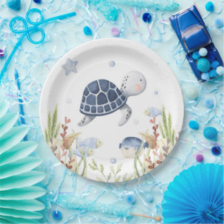 Onder het Zee Party Decor, Turtle Birthday Papieren Bordje