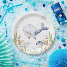 Onder het Zee Party Decor, Whale Birthday Papieren Bordje