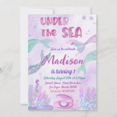Onder het Zee Party Kleine Zeemeermin Verjaardagsf Kaart (Voorkant)