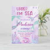 Onder het Zee Party Kleine Zeemeermin Verjaardagsf Kaart (Staand voorkant)