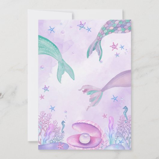 Onder het Zee Party Kleine Zeemeermin Verjaardagsf Kaart (Achterkant)