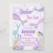 Onder het Zee Party Kleine Zeemeermin Verjaardagsf Kaart (Voorkant)