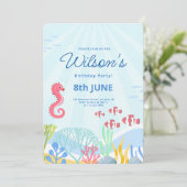 Onder het Zee Party, Ocean Animals Verjaardag Kaart (Staand voorkant)