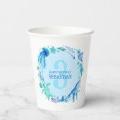 Onder het Zee Party Waterverf 3e verjaardag Papieren Bekers (Achterkant)