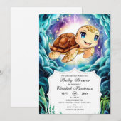 Onder het Zee Pastel Turtle Baby shower Kaart (Voorkant / Achterkant)