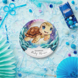 Onder het Zee Pastel Turtle Baby shower Papieren Bordje