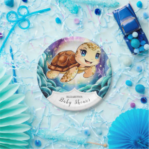 Onder het Zee Pastel Turtle Baby shower Papieren Bordje