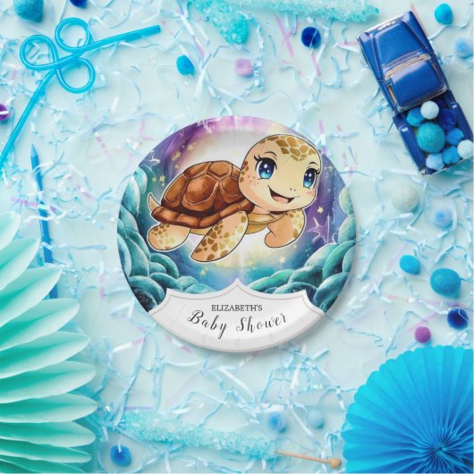 Onder het Zee Pastel Turtle Baby shower Papieren Bordje (Feest)