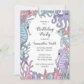Onder het Zee Pastel Verjaardagsfeest Uitnodiging (Voorkant)