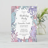 Onder het Zee Pastel Verjaardagsfeest Uitnodiging (Staand voorkant)