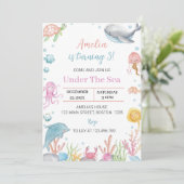 Onder het Zee Pastel Verjaardagsuitnodiging Ocean Kaart (Staand voorkant)