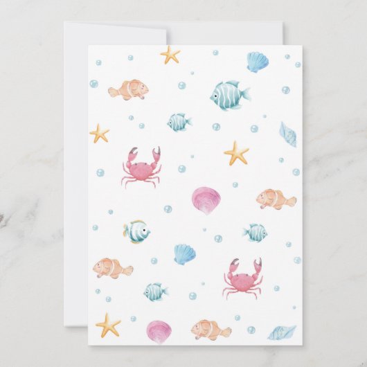 Onder het Zee Pastel Verjaardagsuitnodiging Ocean Kaart (Achterkant)