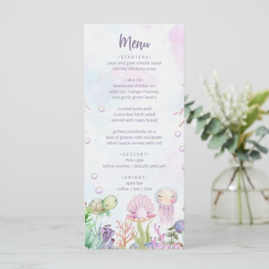 Onder het Zee Pearl Baby shower Menu (Staand voorkant)