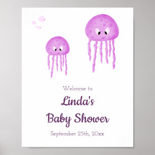 Onder het Zee Pink Jellyfish Baby shower Welkom Poster